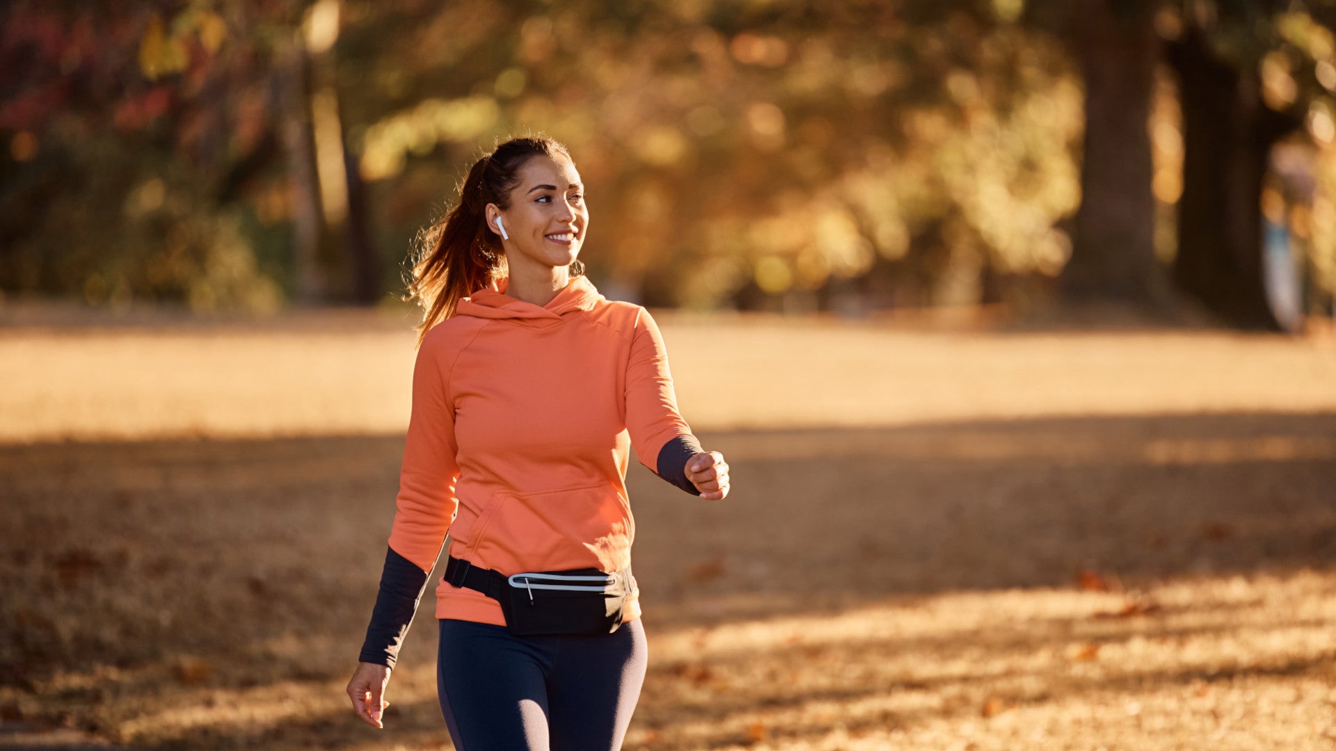 Woman uses fall fitness hack